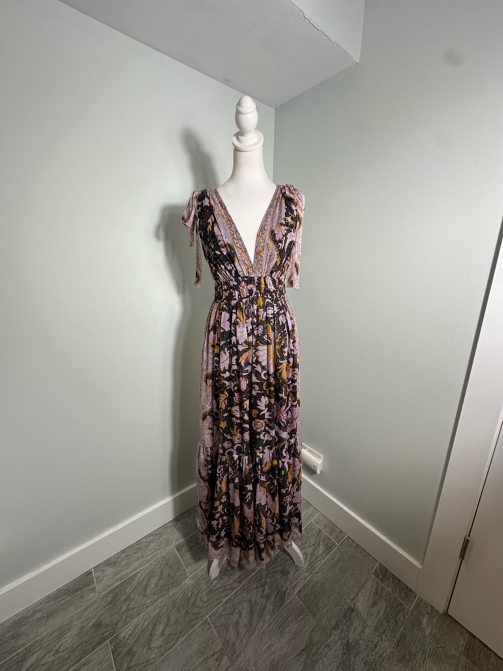 ULLA JOHNSON Annalise Silk  Maxi Dress Size 0 - Picture 5 of 16